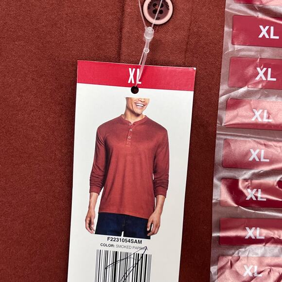 Weatherproof Henley Shirt Men Sz XL Orange Long Sleeves Double Brushed Soft Knit - Picture 5 of 9